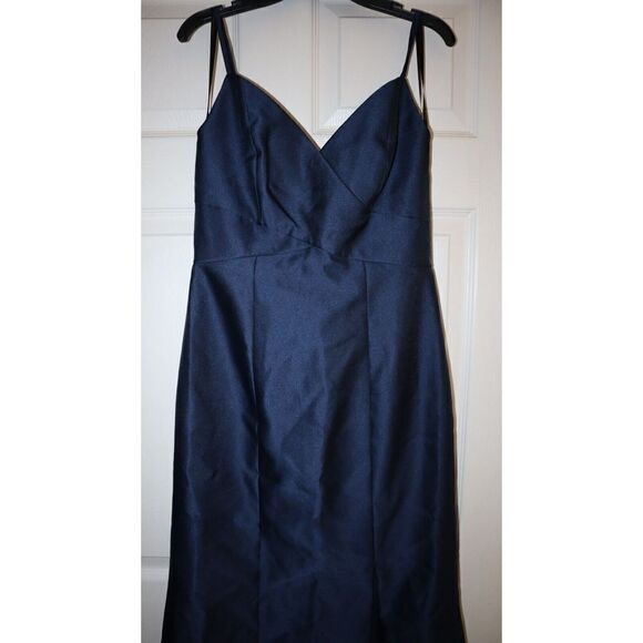 Alfred Sung D758 Women's Sz 4 Midnight Surplice Satin Twill Trumpet Dress $242 - Picture 5 of 8